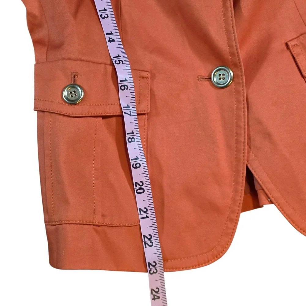 Talbots Women 2P XS Blazer Orange Cotton Blend Military Style Gold Button Preppy